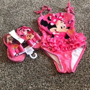 Bundle Minnie swim suit and Flip Flops
